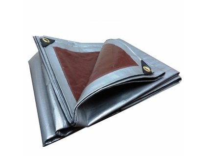 Euro KRYCÍ PLACHTA 20X20 M STŘÍBRNĚ - HNĚDÁ (210g/m²)