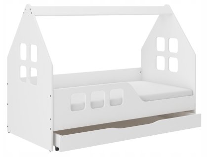 Postel Domeček Levý 160x80 + matrace + šuplík + rošt