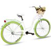 Retro Kolo GOETZE COLOURS LTD 28" 1 Převodový bílo zelený+košík