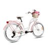 Retro Kolo GOETZE HLINIKOVÝ 26" 7 Převodový Bílo-Růžový+košík