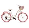 Retro Kolo GOETZE MOOD 26" 6 převodový bílý růžová kola +košík grátis