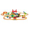 Dřevěná železnice, velké železniční tratě, bateriový vláček 90 prvků Ecotoys