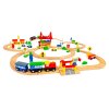 Dřevěná železnice, velké železniční tratě, bateriový vláček 90 prvků Ecotoys