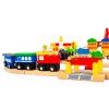 Dřevěná železnice, velké železniční tratě, bateriový vláček 90 prvků Ecotoys