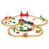 Dřevěná železnice, velké železniční tratě, bateriový vláček 90 prvků Ecotoys