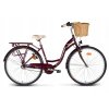 MĚSTSKÝ RETRO KOLA VELLBERG CITY LINE 26"/28" 3 PŘEVODOVÝ RUBINOVÝ+KOŠÍK
