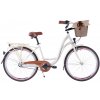 Dámský Retro Kolo KOZBIKE CITY 26" 3 převodový krémový + Košík