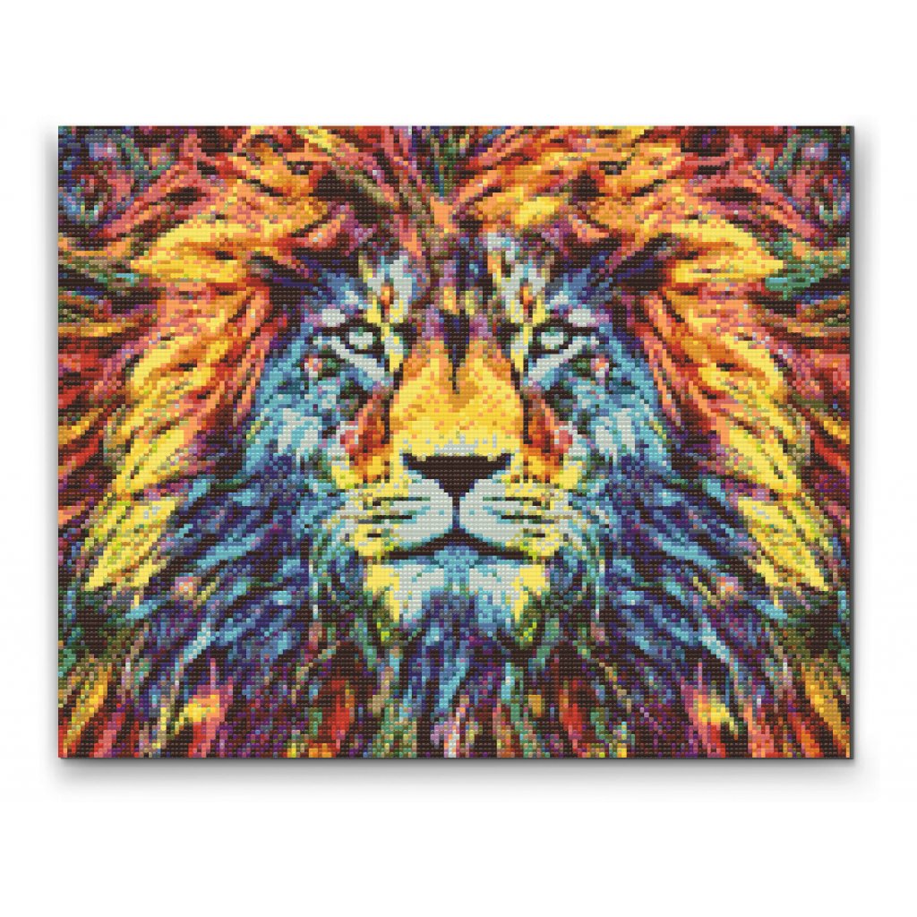 Gyémántszemes festmény – Színpompás oroszlán