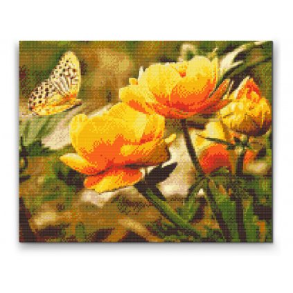 Gyémántszemes festmény – Pillangó virágokkal