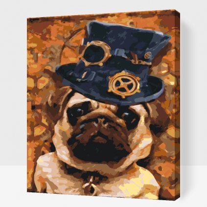 Festés számok szerint – Mops kalappal
