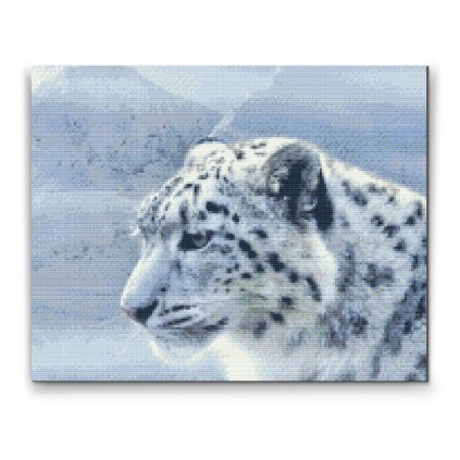 Gyémántszemes festmény – Fehér leopárd