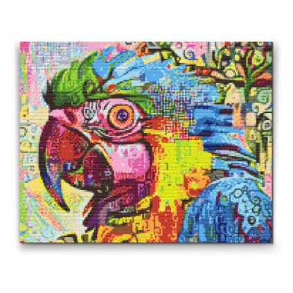 Gyémántszemes festmény – Színes papagáj