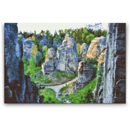 Gyémántszemes festmény – Prachovi sziklák, Csehország