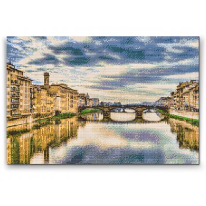 Gyémántszemes festmény – Arno folyó, Olaszország