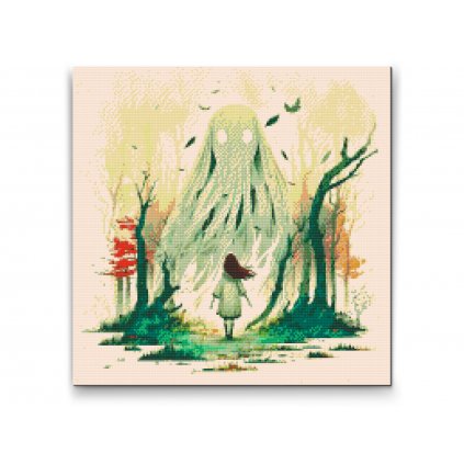 Gyémántszemes festmény - A lány és az erdő szelleme