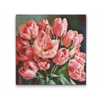 Gyémántszemes festmény - Romantikus tulipáncsokor
