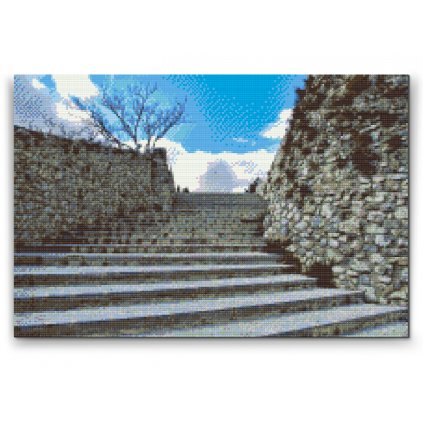 Gyémántszemes festmény - A Morano kastély lépcsője, Calabria