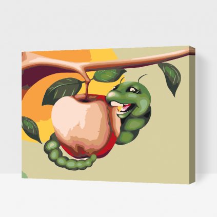 Festés számok szerint – Almát majszoló hernyó
