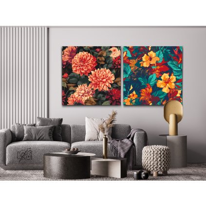 Festés számok szerint - Virágos háttér 2 (2 db-os készlet)