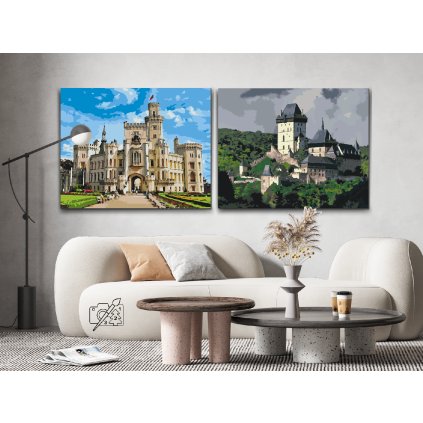 Festés számok szerint - Karlštejn és Hluboká várak (2 db-os készlet)