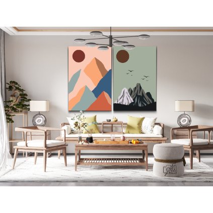 Festés számok szerint - Boho hegyek (2 db-os készlet)