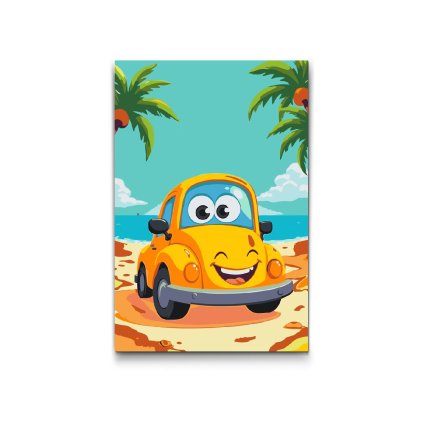 Festes_szamok_szerint_Sarga_auto_a_strandon_M2