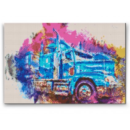 Gyémántszemes festmény – Színes kamion