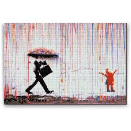 Gyémántszemes festmény – Banksy – Színpompás eső