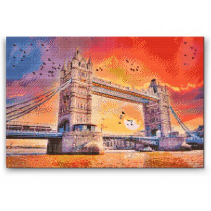 Gyémántszemes festmény – London Bridge a naplementében