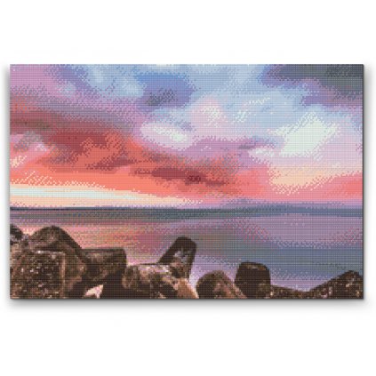 Gyémántszemes festmény – Bíboros naplemente a tengernél