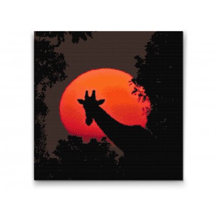 Gyémántszemes festmény – Zsiráf piros holddal