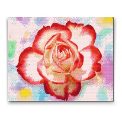 Gyémántszemes festmény – Rózsa színes háttérrel