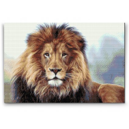 Gyémántszemes festmény – Az oroszlán, az állatok királya