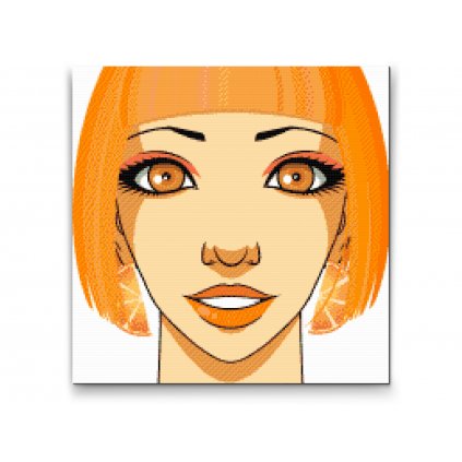 Gyémántszemes festmény – Nő narancsszínű fülbevalóval