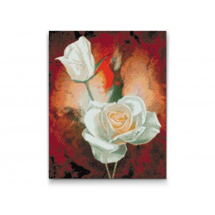 Gyémántszemes festmény – Fehér rózsa