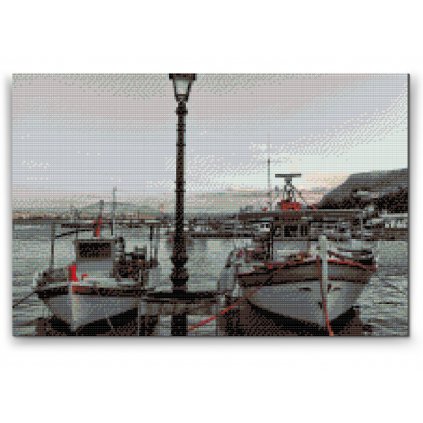 Gyémántszemes festmény – Hajók a kikötőben