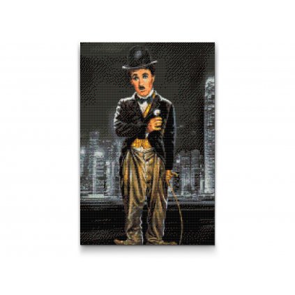 Gyémántszemes festmény – Charlie Chaplin a városban