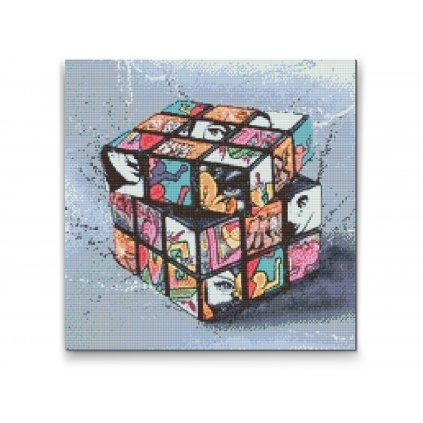Gyémántszemes festmény – Rubik-kocka