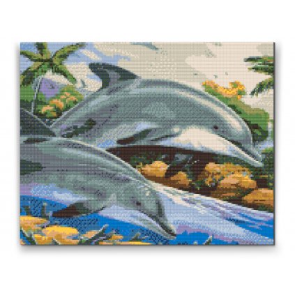 Gyémántszemes festmény – Delfinek