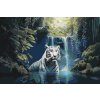 Festés számok szerint - Fehér tigris a vízesésnél