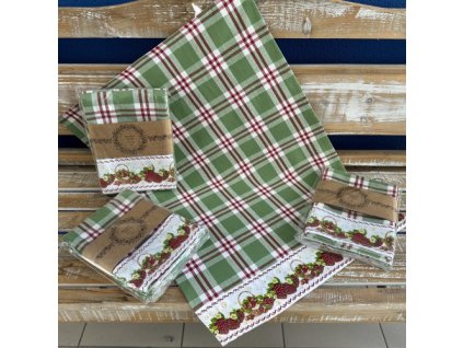 Utěrka bavlna 3 ks -jahody