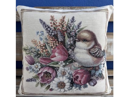 Gobelínový povlak na polštář -  pole vlčích máků 42*42 cm