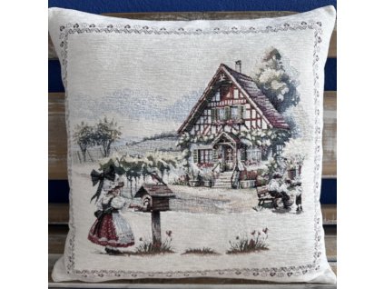 Venkovská chalupa s dívkou