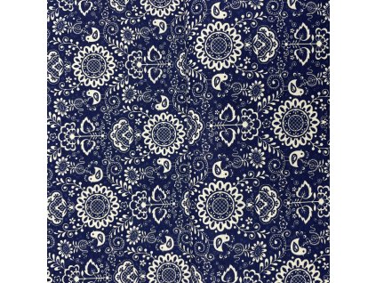 bílý motiv ornamentů a ptáčků