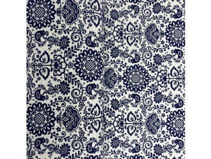 Modrý motiv ornamentů a ptáčků