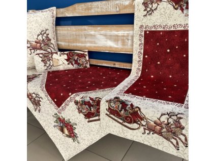 Gobelínový ubrus AKCE- Santa Claus na saních - Santa Claus na saních (Velikost 40*140 cm)