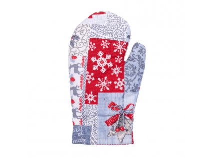 Vánoční rukavice s patchwork motivem s vločkami