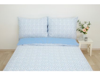 Povlečení krep - kytička modrá (Velikost 70*90 cm, 140*200 cm)