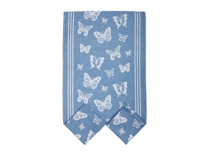 Utěrka bavlna 3 ks - s motýlky modrá (Velikost 50*70 cm)