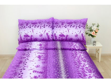 Povlečení bavlna - květy fialové (Velikost 70*90 cm, 140*200 cm)